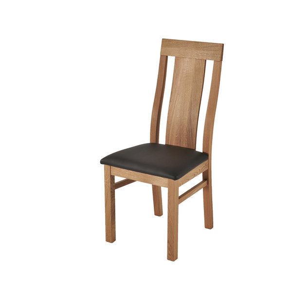 Wildeiche Stuhl Mod.689 mit Kunstlederbezug