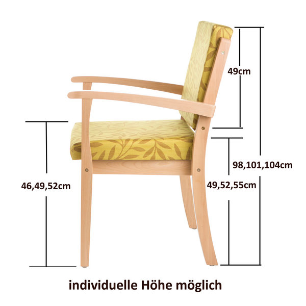 Stuhl für Schwergewichtige mit Armlehnen bis 250kg Alexander XXL Adipositas Schwerlaststuhl