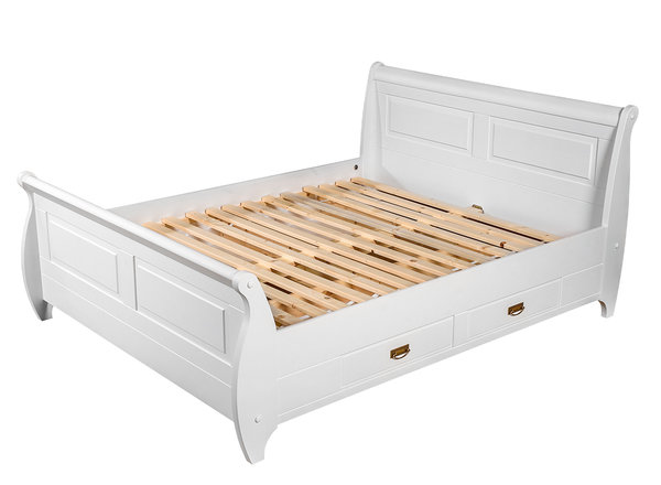 Massivholzmöbel Kiefer weiß lackiert Bett 140 - Toskania