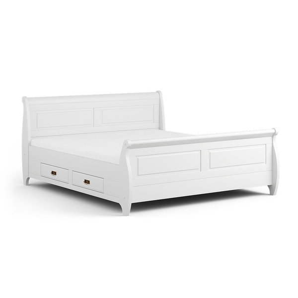 Massivholzmöbel Kiefer weiß lackiert Bett 160 - Toskania